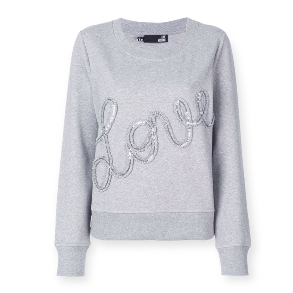 Love Moschino Embroidered Love Grey Sweater